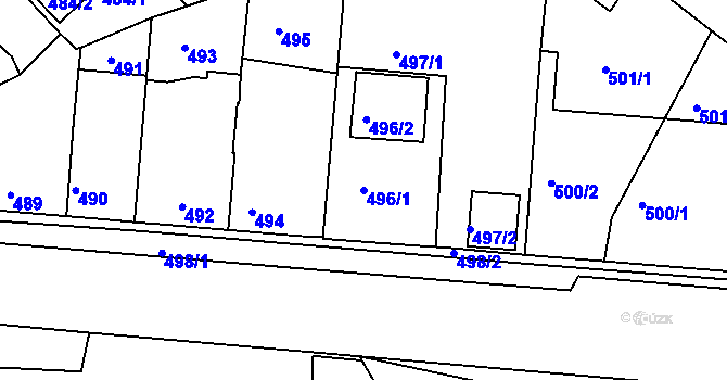 Parcela st. 496/1 v KÚ Měšice u Tábora, Katastrální mapa