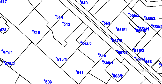 Parcela st. 513/2 v KÚ Měšice u Tábora, Katastrální mapa