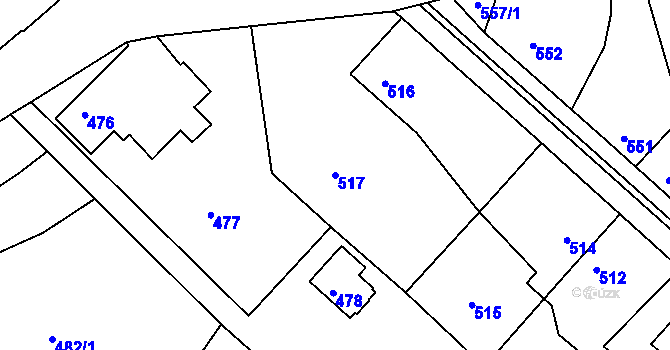 Parcela st. 517 v KÚ Měšice u Tábora, Katastrální mapa