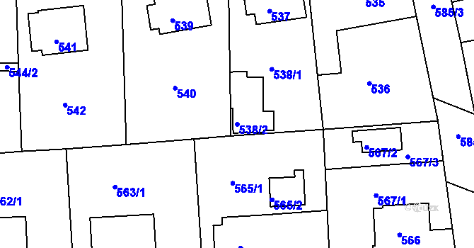 Parcela st. 538/2 v KÚ Měšice u Tábora, Katastrální mapa