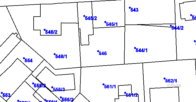 Parcela st. 546 v KÚ Měšice u Tábora, Katastrální mapa