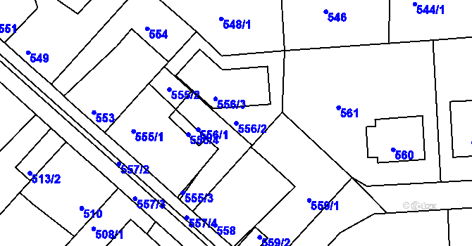 Parcela st. 556/2 v KÚ Měšice u Tábora, Katastrální mapa