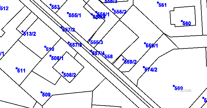 Parcela st. 558 v KÚ Měšice u Tábora, Katastrální mapa