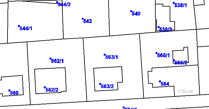 Parcela st. 563/1 v KÚ Měšice u Tábora, Katastrální mapa
