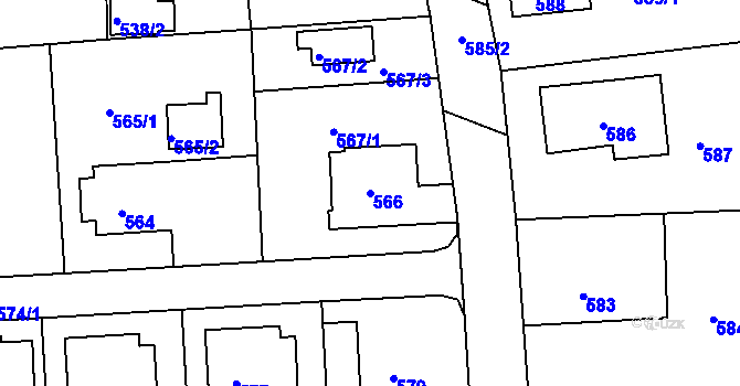 Parcela st. 566 v KÚ Měšice u Tábora, Katastrální mapa