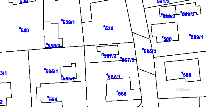 Parcela st. 567/2 v KÚ Měšice u Tábora, Katastrální mapa