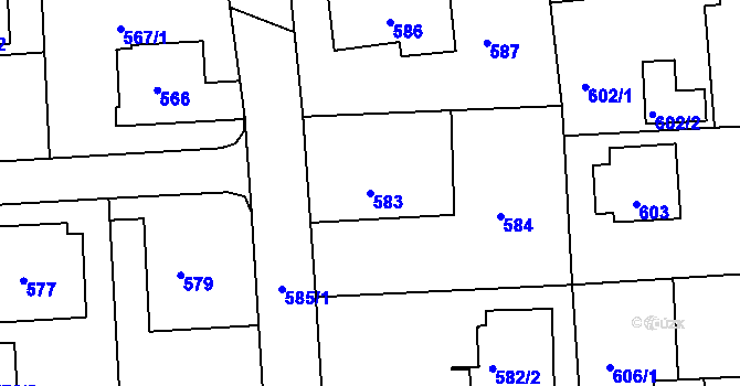 Parcela st. 583 v KÚ Měšice u Tábora, Katastrální mapa