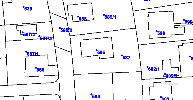 Parcela st. 586 v KÚ Měšice u Tábora, Katastrální mapa