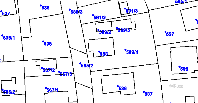Parcela st. 588 v KÚ Měšice u Tábora, Katastrální mapa