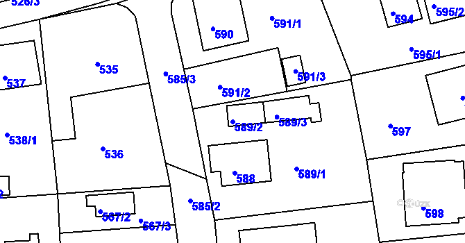 Parcela st. 589/2 v KÚ Měšice u Tábora, Katastrální mapa