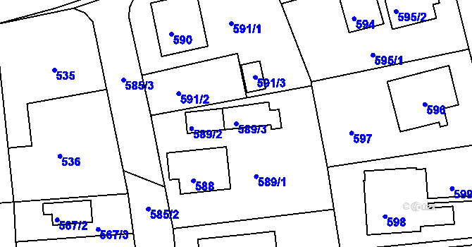 Parcela st. 589/3 v KÚ Měšice u Tábora, Katastrální mapa