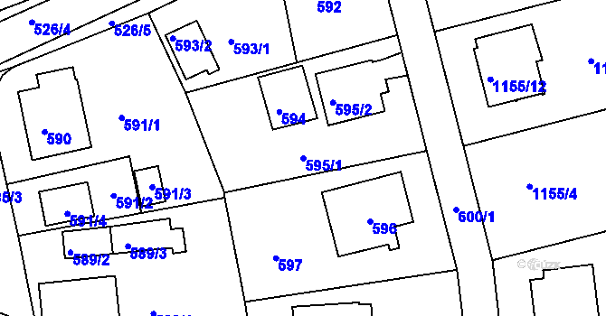 Parcela st. 595/1 v KÚ Měšice u Tábora, Katastrální mapa