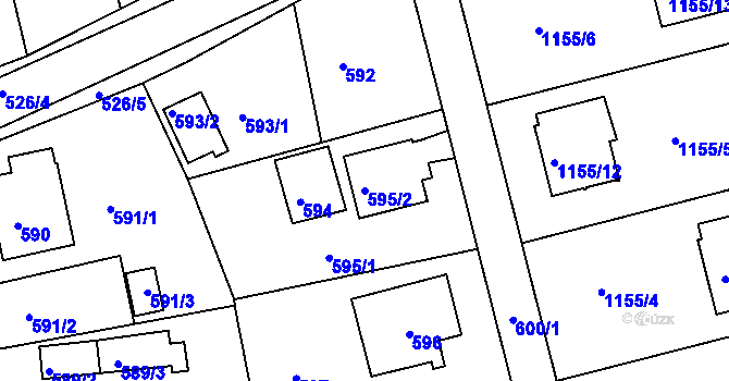 Parcela st. 595/2 v KÚ Měšice u Tábora, Katastrální mapa