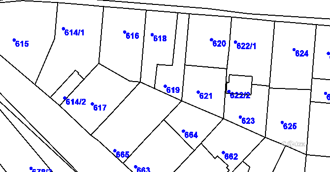 Parcela st. 619 v KÚ Měšice u Tábora, Katastrální mapa