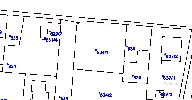 Parcela st. 634/1 v KÚ Měšice u Tábora, Katastrální mapa