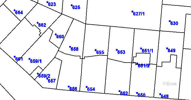 Parcela st. 655 v KÚ Měšice u Tábora, Katastrální mapa