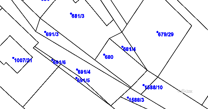Parcela st. 680 v KÚ Měšice u Tábora, Katastrální mapa