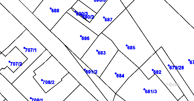 Parcela st. 683 v KÚ Měšice u Tábora, Katastrální mapa
