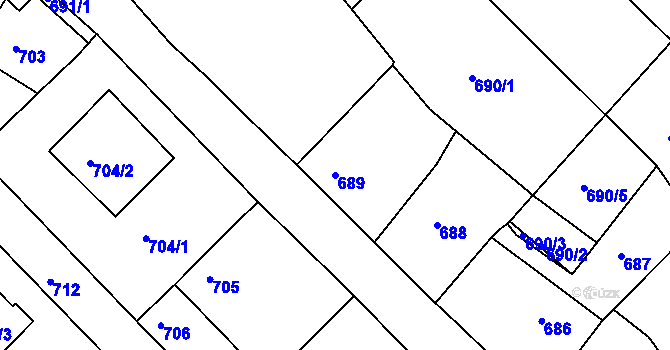 Parcela st. 689 v KÚ Měšice u Tábora, Katastrální mapa