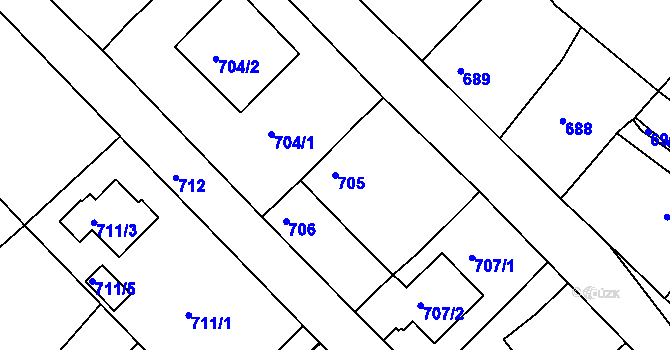 Parcela st. 705 v KÚ Měšice u Tábora, Katastrální mapa