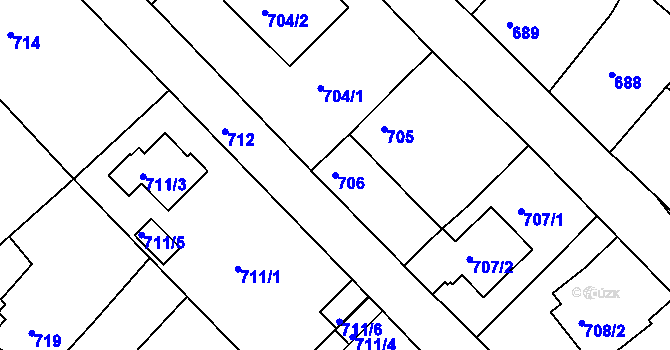 Parcela st. 706 v KÚ Měšice u Tábora, Katastrální mapa