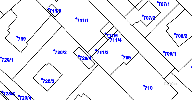 Parcela st. 711/2 v KÚ Měšice u Tábora, Katastrální mapa