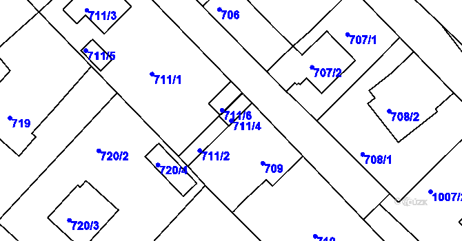 Parcela st. 711/4 v KÚ Měšice u Tábora, Katastrální mapa