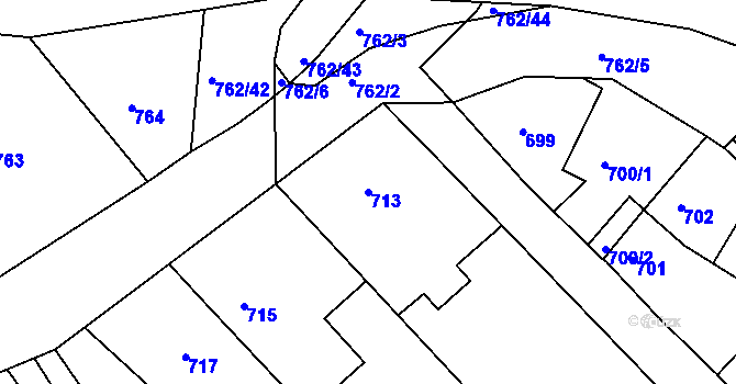 Parcela st. 713 v KÚ Měšice u Tábora, Katastrální mapa