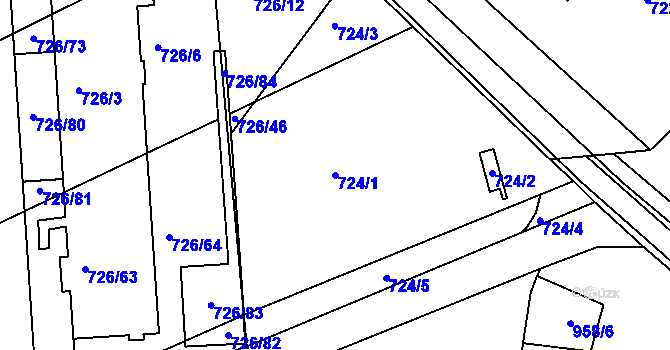 Parcela st. 724/1 v KÚ Měšice u Tábora, Katastrální mapa