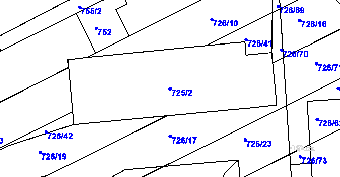 Parcela st. 725/2 v KÚ Měšice u Tábora, Katastrální mapa