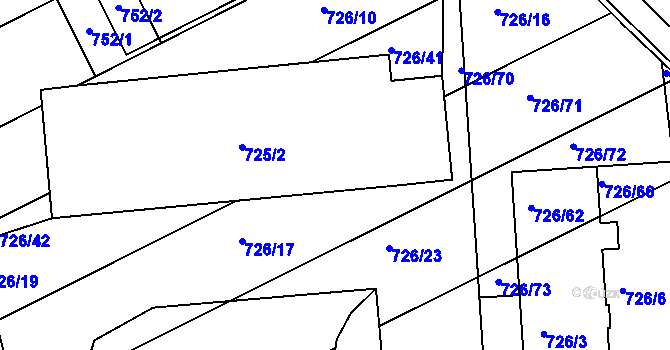 Parcela st. 725/3 v KÚ Měšice u Tábora, Katastrální mapa