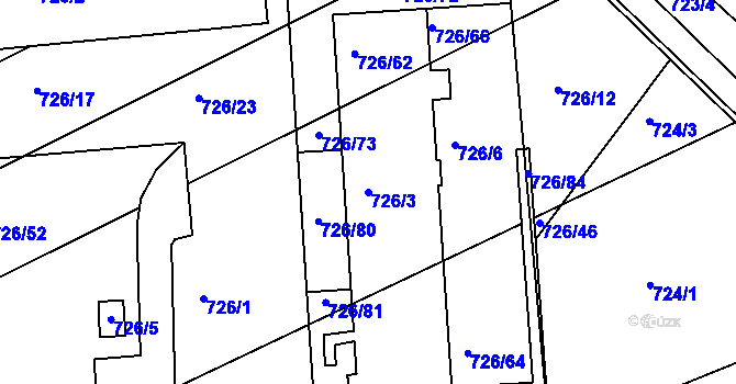 Parcela st. 726/3 v KÚ Měšice u Tábora, Katastrální mapa
