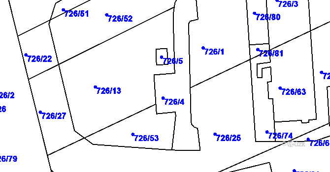Parcela st. 726/4 v KÚ Měšice u Tábora, Katastrální mapa