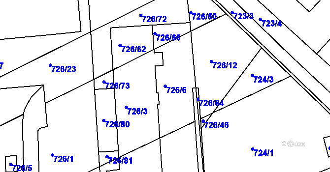 Parcela st. 726/6 v KÚ Měšice u Tábora, Katastrální mapa