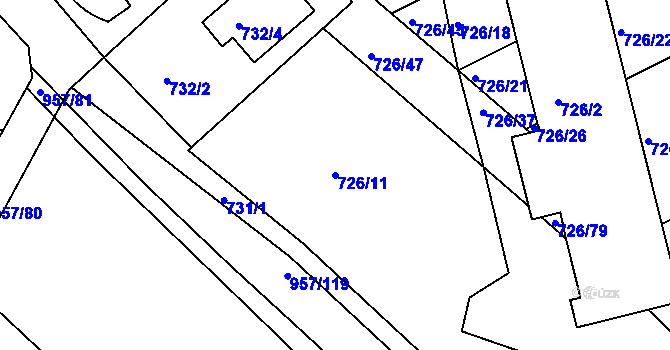 Parcela st. 726/11 v KÚ Měšice u Tábora, Katastrální mapa