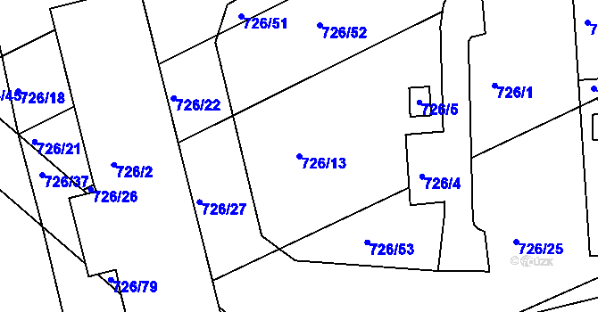 Parcela st. 726/13 v KÚ Měšice u Tábora, Katastrální mapa