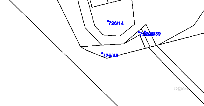 Parcela st. 726/48 v KÚ Měšice u Tábora, Katastrální mapa
