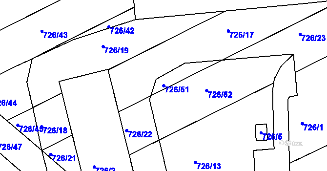 Parcela st. 726/51 v KÚ Měšice u Tábora, Katastrální mapa