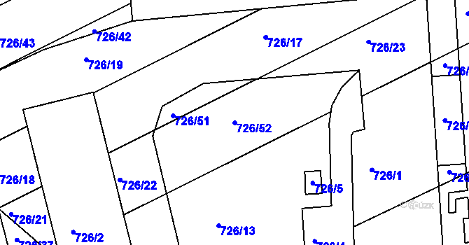 Parcela st. 726/52 v KÚ Měšice u Tábora, Katastrální mapa
