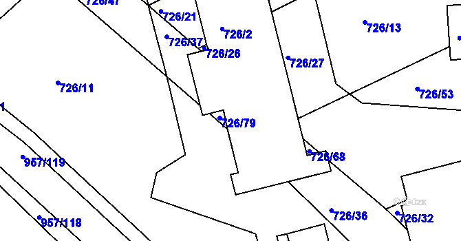 Parcela st. 726/57 v KÚ Měšice u Tábora, Katastrální mapa