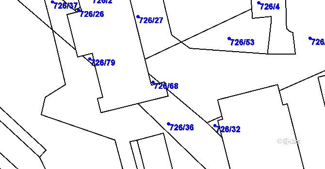 Parcela st. 726/67 v KÚ Měšice u Tábora, Katastrální mapa