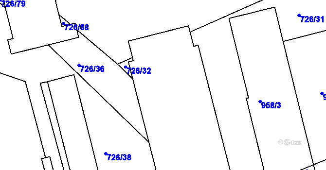 Parcela st. 727/3 v KÚ Měšice u Tábora, Katastrální mapa