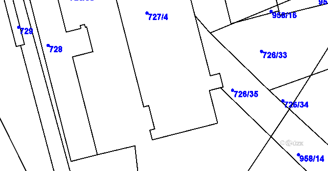 Parcela st. 727/4 v KÚ Měšice u Tábora, Katastrální mapa