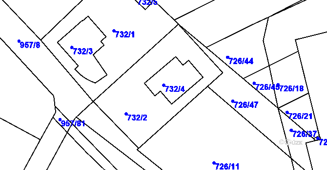 Parcela st. 732/4 v KÚ Měšice u Tábora, Katastrální mapa