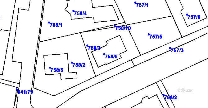 Parcela st. 758/6 v KÚ Měšice u Tábora, Katastrální mapa