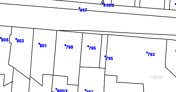 Parcela st. 796 v KÚ Měšice u Tábora, Katastrální mapa