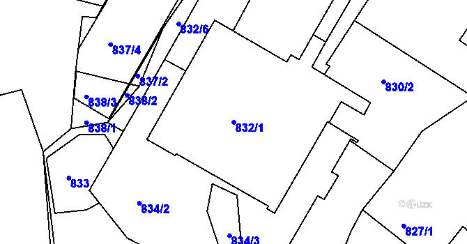 Parcela st. 832/1 v KÚ Měšice u Tábora, Katastrální mapa