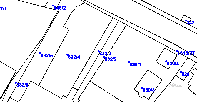 Parcela st. 832/3 v KÚ Měšice u Tábora, Katastrální mapa