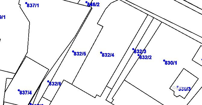 Parcela st. 832/4 v KÚ Měšice u Tábora, Katastrální mapa