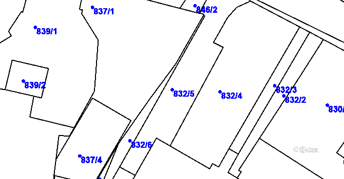 Parcela st. 832/5 v KÚ Měšice u Tábora, Katastrální mapa